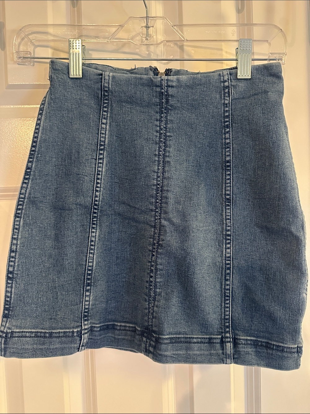Free People Washed Blue Denim Mini Skirt